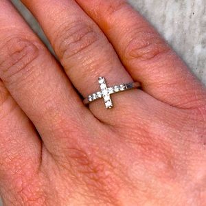 Silver cross ring